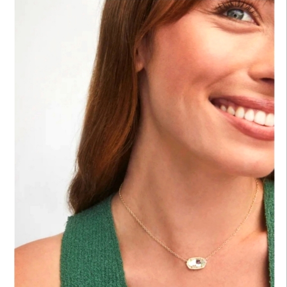 NEW Elisa Kendra Scott Dichroic Glass Gold Necklace - Picture 8 of 14